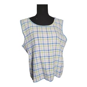 #12****Casual Plaid Sleeveless Tank Top NWOT Cotton/Spandex P2P-23-24